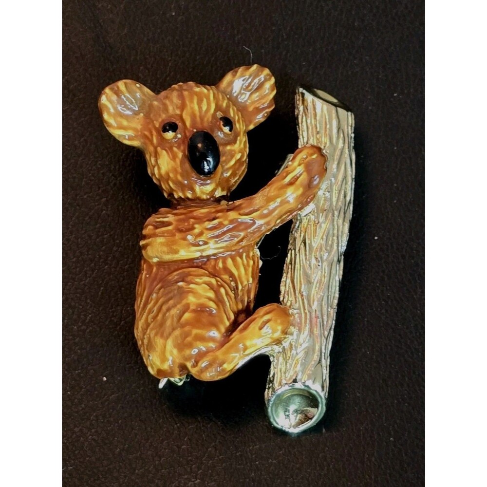 Vintage Gerrys Koala Bear Brooch Enamel Climbing Tree Animal Pin Cute #928